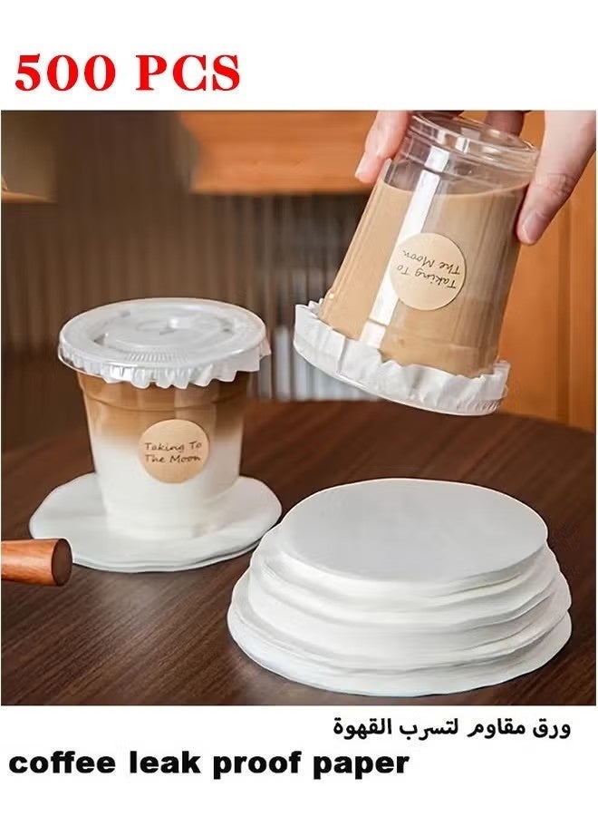 أغطية أوراق المشروبات المقاومة للتسرب للقهوة، 500 قطعة لأكواب الطعام الآمنة للقهوة والشاي والحفلات والمزيد، مقاومة لانسكاب الزيت - Image 1